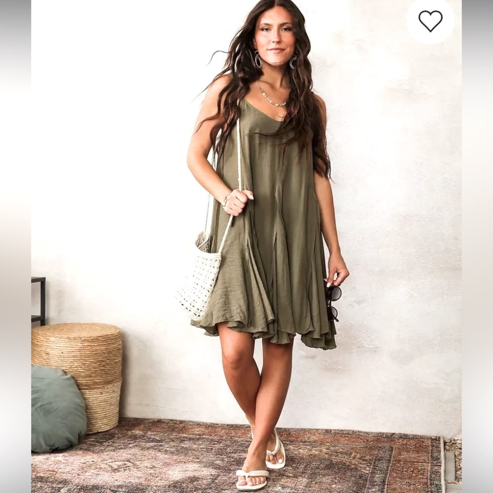 Buckle Olive Green Women's Dress